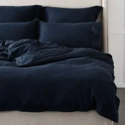 Antwerp Linen Quilt Cover - Ink -Cozy Comfort Shop 1117260229 b