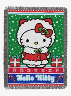 Hello Kitty Snowy Kitty Woven Tapestry Throw Blanket