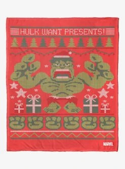 Marvel Hulk Want Presents! Silk Touch Throw Blanket